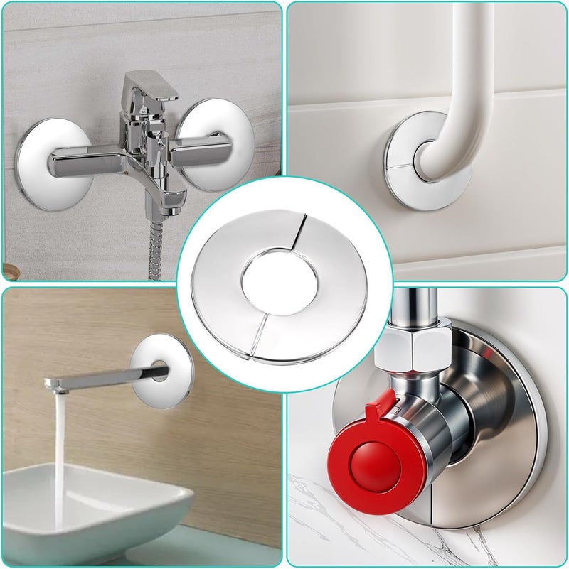 Bruislard 2PCS Wall Split Flange, Stainless Steel Plumbing Cover Plates, Round Escutcheon Plate for 28mm Dia Pipe, Buckles Design, Silver - Image 4