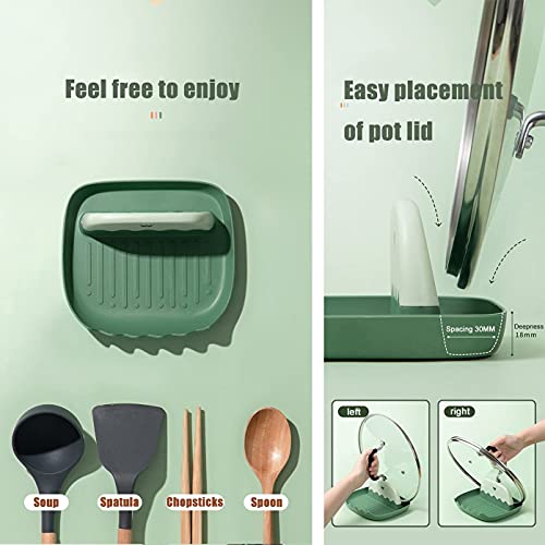 IYOOH 2 Pack Lid and Spoon Rest for Kitchen Counter, Cooking Ladle/Spatula/Spoon Holder for Stove Top, Utensil Rest with Pot Lid Holder for Countertop, Multifunction Kitchen Gadget Rack, Cooking Accessories - Image 3