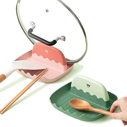 IYOOH 2 Pack Lid and Spoon Rest for Kitchen Counter, Cooking Ladle/Spatula/Spoon Holder for Stove Top, Utensil Rest with Pot Lid Holder for Countertop, Multifunction Kitchen Gadget Rack, Cooking Accessories - Image 1