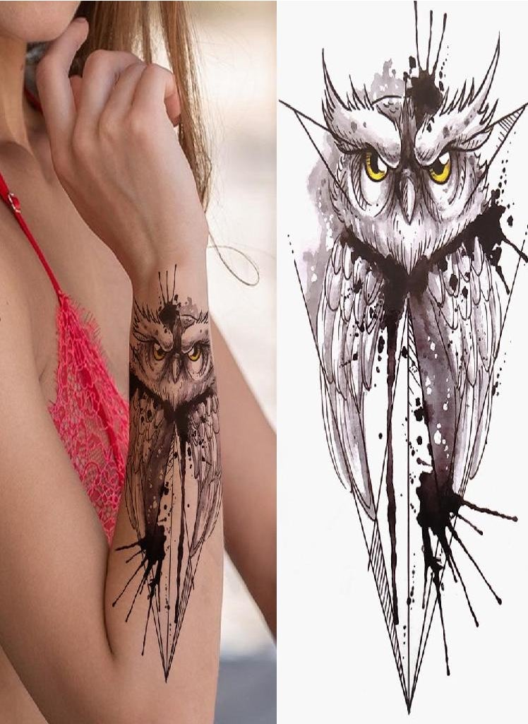 Eckek - Tiger Black Tribal Totem Temporary Tattoo For Men Women Kids Fake Wolf Panda Lion Death Skull Tattoo Sticker Geometric Arm Tatos - Image 1
