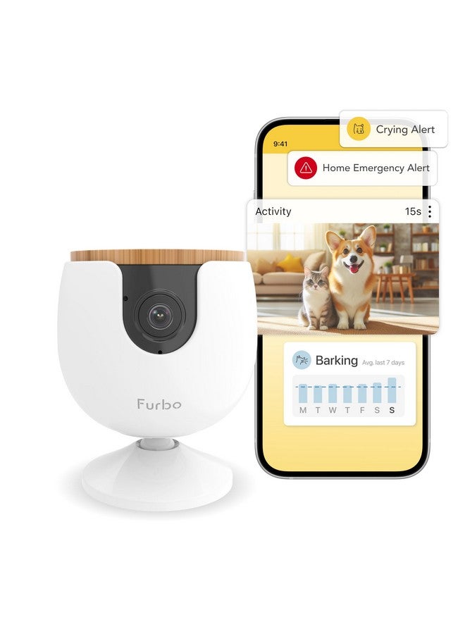 فيربو كاميرا Furbo Mini Pet - كاميرا قابلة للفتح وميزات ذكية مع باقة مدفوعة: أمان منزلي مع تنبيهات سلامة الكلاب والقطط، صوت ثنائي الاتجاه، كاميرا ذكية قابلة للتركيب مع تطبيق هاتف (يتطلب اشتراكًا، الحد الأدنى 3 أشهر) - Image 1