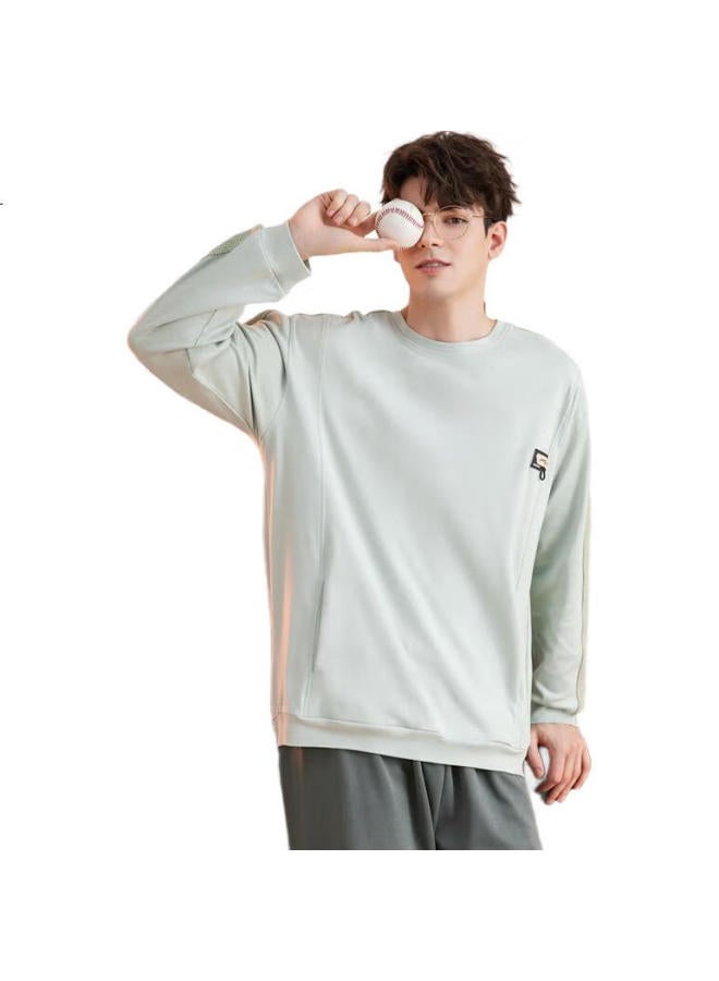 Fenton Men'S Pajamas Spring And Autumn, Pure Cotton, Round Neck, Long Sleeve, Simple Sporty Style, Home Wear Set - Image 2