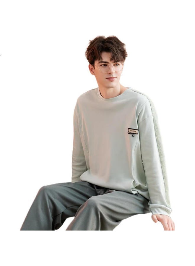 Fenton Men'S Pajamas Spring And Autumn, Pure Cotton, Round Neck, Long Sleeve, Simple Sporty Style, Home Wear Set - Image 3