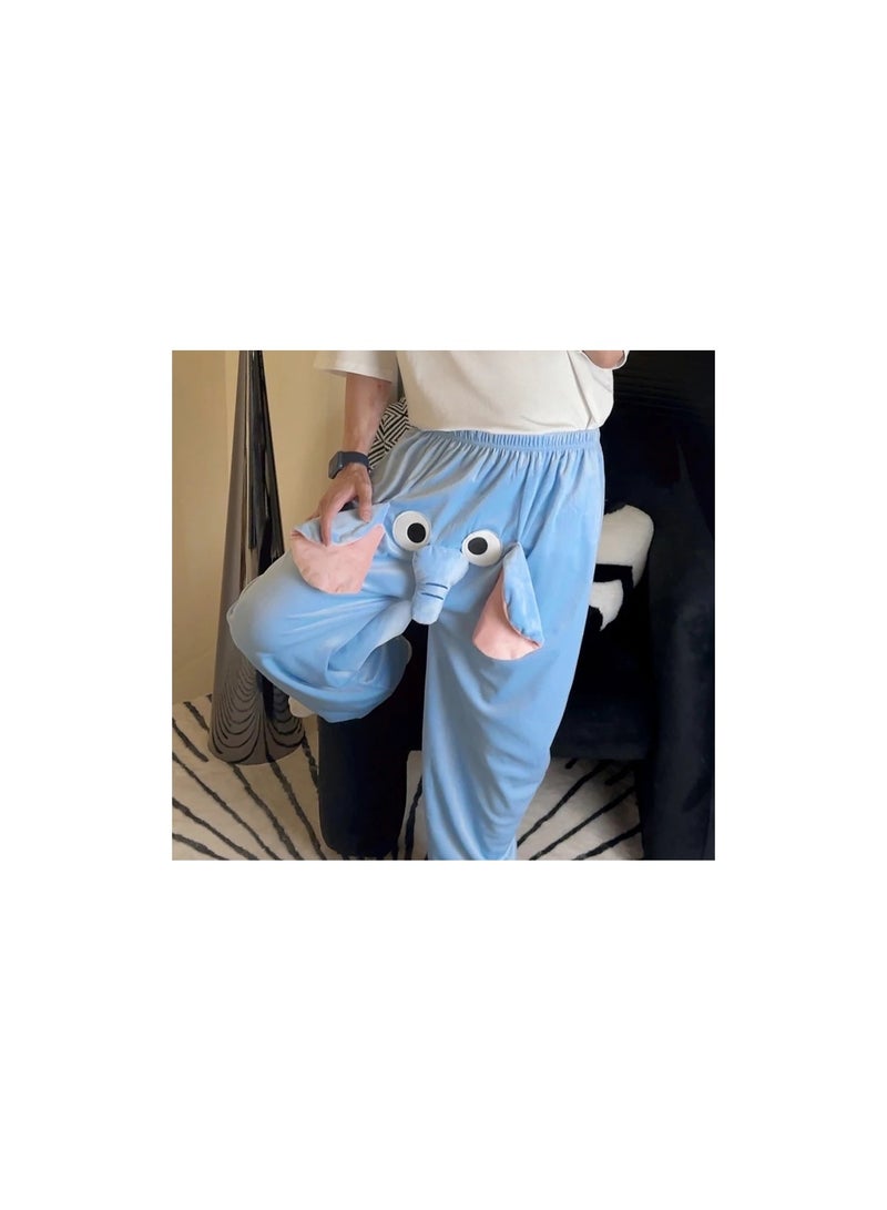 Large Pants Autumn And Winter Funny And Cute Couple Pajama Pants With A Ringing Elephant Trunk - Image 1