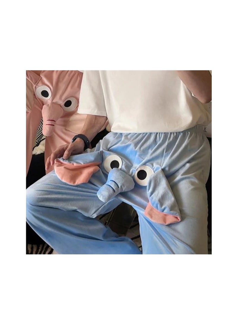 Large Pants Autumn And Winter Funny And Cute Couple Pajama Pants With A Ringing Elephant Trunk - Image 2