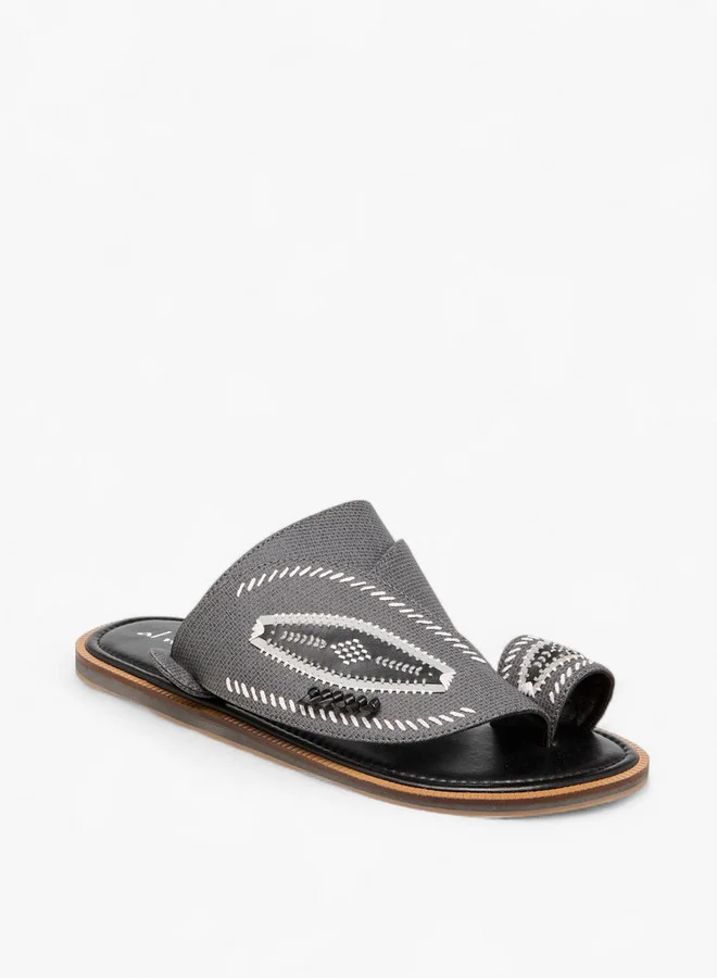 الواحة Embroidered Slip-On Arabic Sandals with Toe Loop
