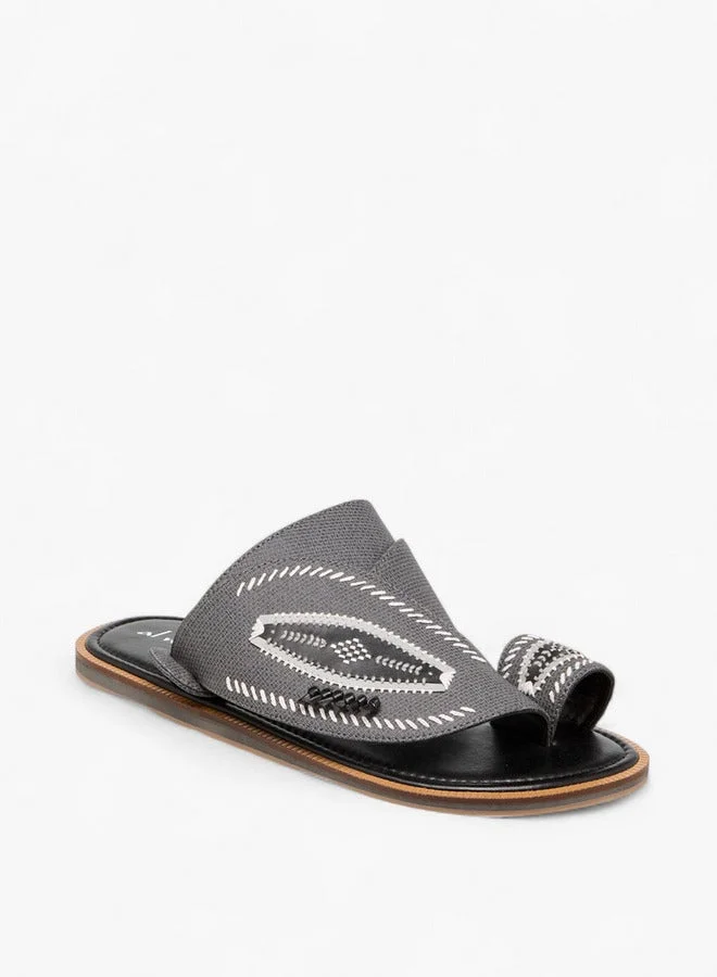 Al Waha Embroidered Slip-On Arabic Sandals with Toe Loop
