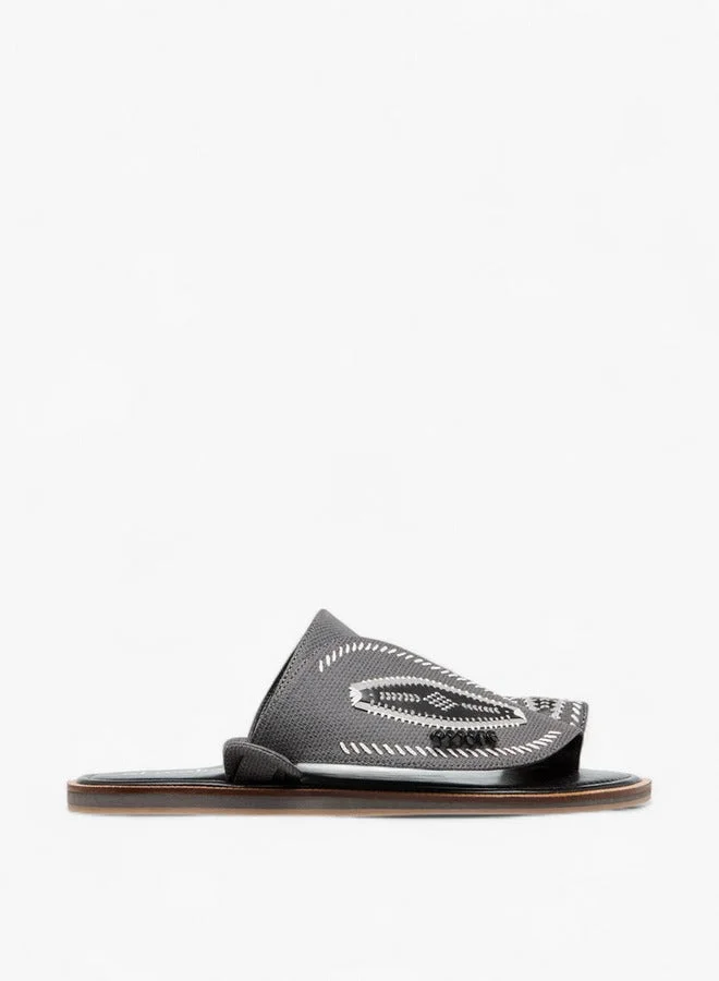 Al Waha Embroidered Slip-On Arabic Sandals with Toe Loop