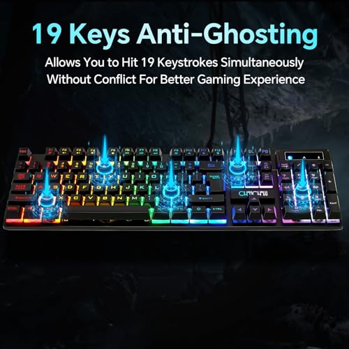 CHONCHOW Gaming Keyboard and Mouse Combo, USB Wired RGB Backlit, Mechanical Feel Anti-ghosting Keyboard 3200DPI Ergonomic Mouse, LED Gaming Set for Laptop PC PS4 Xbox Mac Game Work (RGB-Black) - Image 5