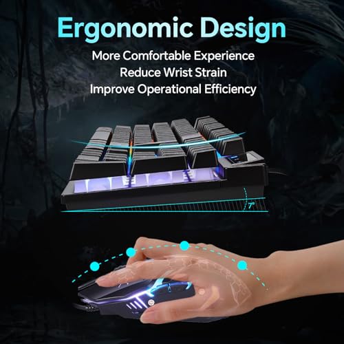 CHONCHOW Gaming Keyboard and Mouse Combo, USB Wired RGB Backlit, Mechanical Feel Anti-ghosting Keyboard 3200DPI Ergonomic Mouse, LED Gaming Set for Laptop PC PS4 Xbox Mac Game Work (RGB-Black) - Image 4