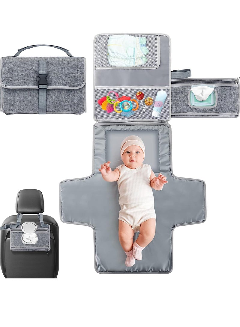 Baby diaper changer, portable waterproof diaper changer, reusable and washable travel diaper changer, diaper change kit with pocket - Image 1