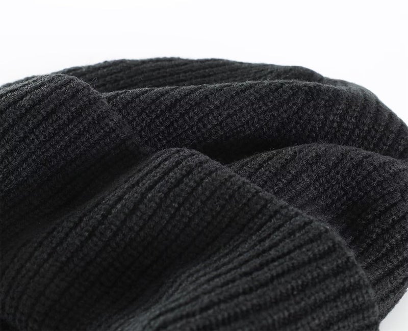 Connectyle Short Fisherman Beanie for Men Women Warm Acrylic Knit Winter Hats Cuffed Trawler Beanies Black - Image 4