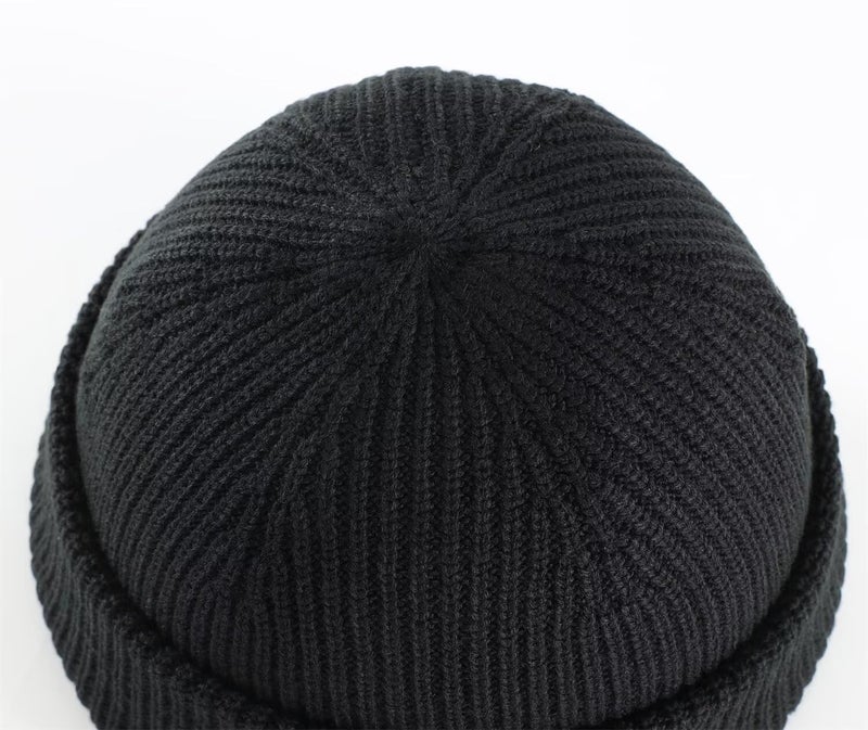 Connectyle Short Fisherman Beanie for Men Women Warm Acrylic Knit Winter Hats Cuffed Trawler Beanies Black - Image 5