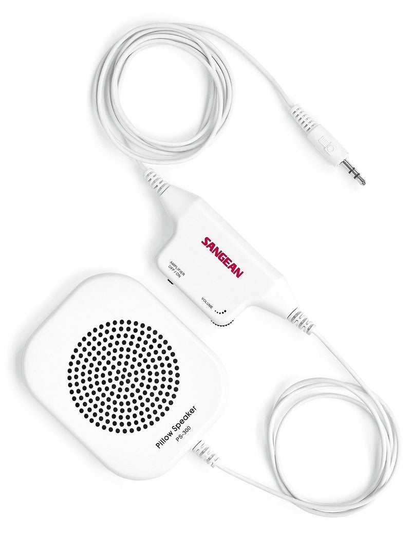 SANGEAN سماعة الوسادة Sangean PS-300 مع تحكم في مستوى الصوت ومضخم صوت مدمج (أبيض) - Image 3