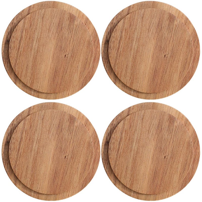 Lurrose 4pcs Cup Lid Cover Wooden Coffee Mug Wooden Tea Glass Drink Cup Lid Reusable Mug Lid Tea Kettle Lid for Keeping Warm - Image 1