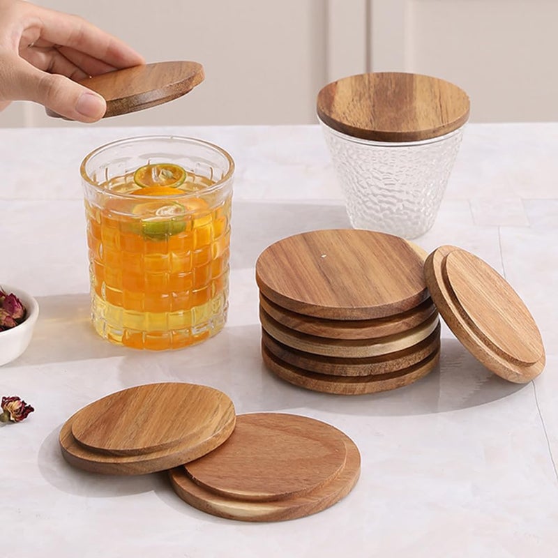 Lurrose 4pcs Cup Lid Cover Wooden Coffee Mug Wooden Tea Glass Drink Cup Lid Reusable Mug Lid Tea Kettle Lid for Keeping Warm - Image 4