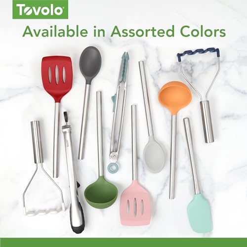 Tovolo Silicone Potato Masher Stainless Steel Handle Charcoal Gray Dishwasher Safe Heat Resistant Non Scratch Handheld Coil Wire Potato Smasher for Nonstick Pans Ergonomic Kitchen Food Prep Tool - Image 5