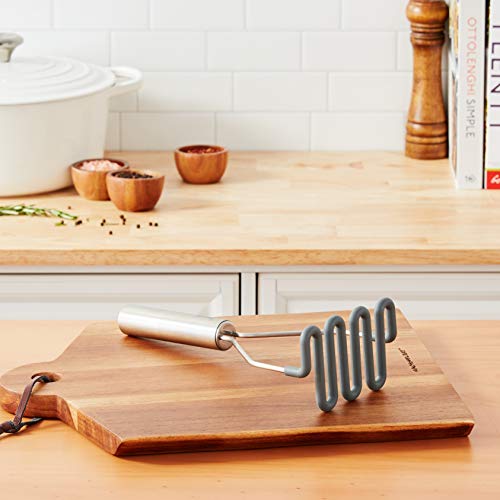 Tovolo Silicone Potato Masher Stainless Steel Handle Charcoal Gray Dishwasher Safe Heat Resistant Non Scratch Handheld Coil Wire Potato Smasher for Nonstick Pans Ergonomic Kitchen Food Prep Tool - Image 2