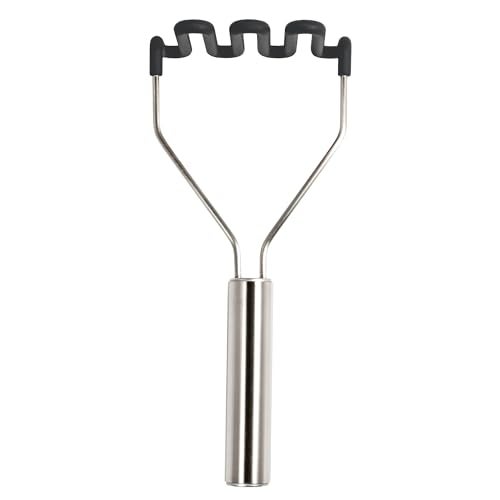 Tovolo Silicone Potato Masher Stainless Steel Handle Charcoal Gray Dishwasher Safe Heat Resistant Non Scratch Handheld Coil Wire Potato Smasher for Nonstick Pans Ergonomic Kitchen Food Prep Tool - Image 1