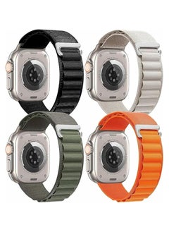 (Pack of 4) Alpine Loop Band for Apple Watch Ultra 1/2 49mm 46mm 45mm 44mm 42mm, Nylon Woven Sport Strap Compatible with iwatch Series 10 9 8 7 6 5 4 3 2 1 SE