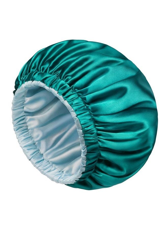 mikimini Satin Bonnet for Sleeping, Curly Hair Silk Sleep Cap for Women and Men Reversible Double Layer Bonnet X-Large Sleeping Cap Soft Stretchy Night Cap for Hair Care (Green+Light Blue)  - Image 1