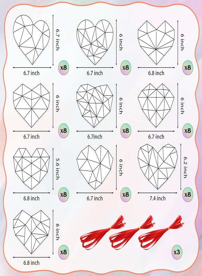 BeYumi 83Pcs Color Your Own Valentine's Day Heart Kit for Kids DIY Coloring Craft Kit Coloring Valentine Heart Ornament Geometric Love Card School Classroom Valentine Party Activity Art Craft Project - Image 2