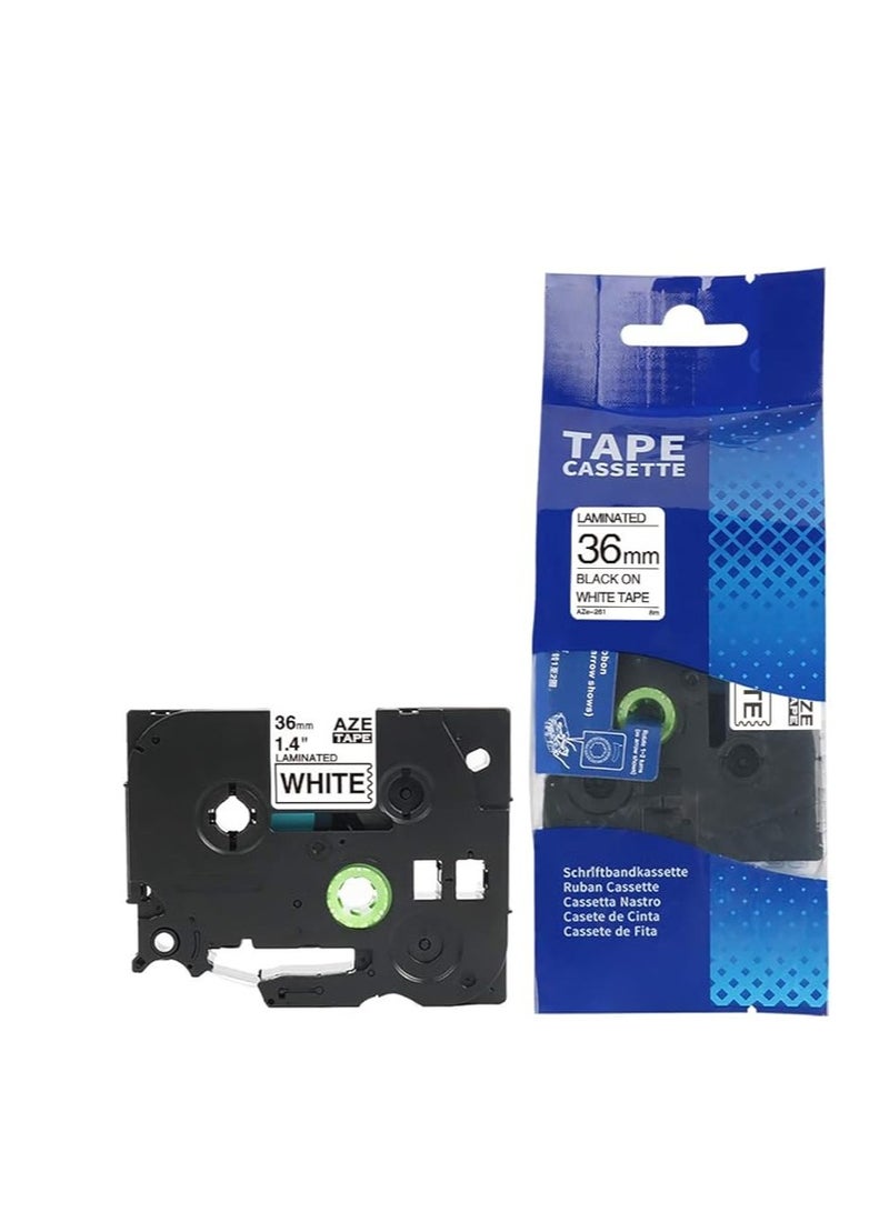 Terabyte 36 mm x 8 meter Compatible TZe Label Tape Cartridge for P-Touch Label Printers… (Black on White) - Image 1