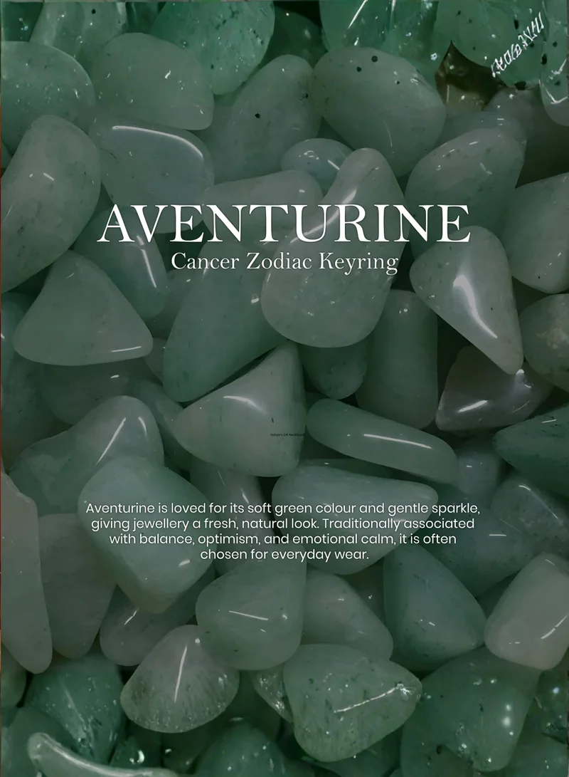 British Fossils Zodiac Keyring Cancer - Aventurine