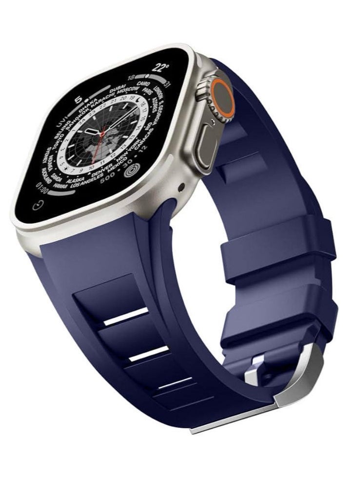 Generic - Luxury RM Watch Band for Apple Watch Ultra 1/2 49mm 46mm 45mm 44mm 42mm, Liquid Silicone Rubber Strap for iwatch Series 10 9 8 7 6 5 4 3 2 1 SE - Image 1
