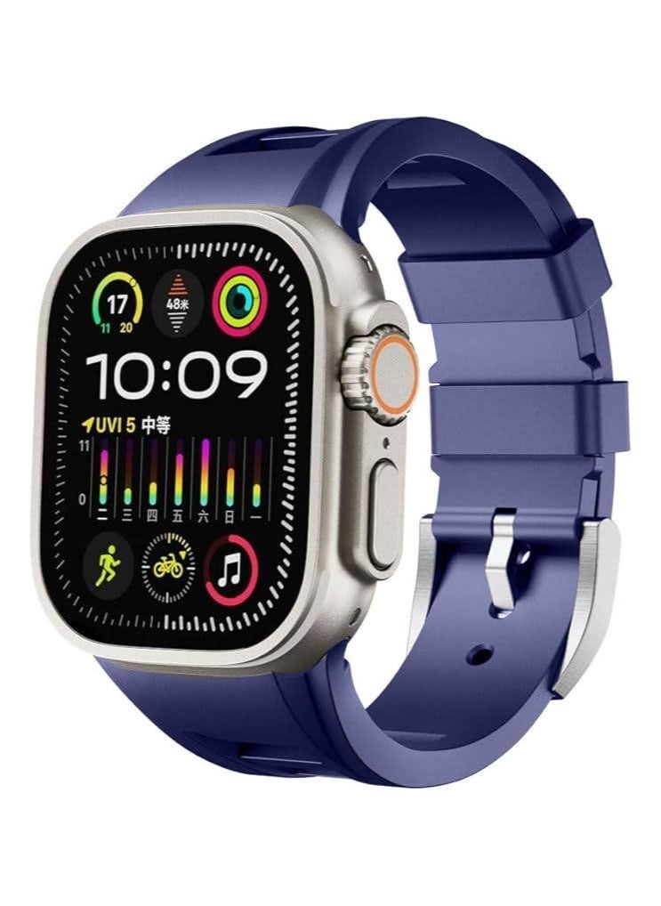 Generic - Luxury RM Watch Band for Apple Watch Ultra 1/2 49mm 46mm 45mm 44mm 42mm, Liquid Silicone Rubber Strap for iwatch Series 10 9 8 7 6 5 4 3 2 1 SE - Image 1
