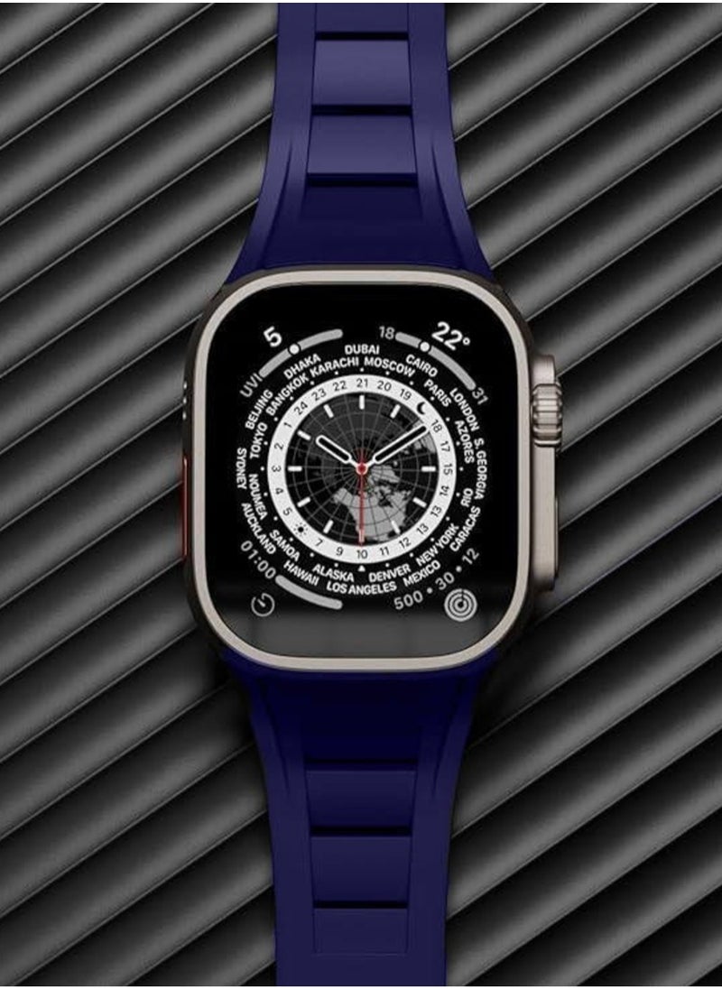 Generic - Luxury RM Watch Band for Apple Watch Ultra 1/2 49mm 46mm 45mm 44mm 42mm, Liquid Silicone Rubber Strap for iwatch Series 10 9 8 7 6 5 4 3 2 1 SE - Image 1