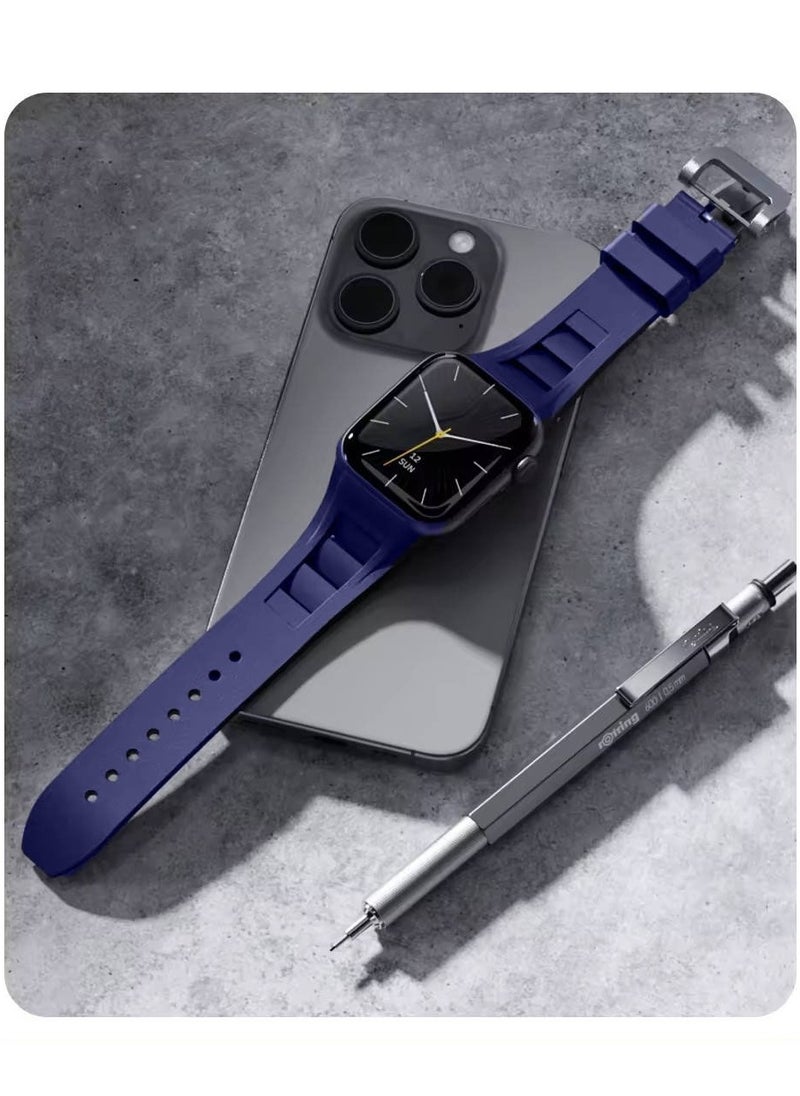 Generic - Luxury RM Watch Band for Apple Watch Ultra 1/2 49mm 46mm 45mm 44mm 42mm, Liquid Silicone Rubber Strap for iwatch Series 10 9 8 7 6 5 4 3 2 1 SE - Image 1