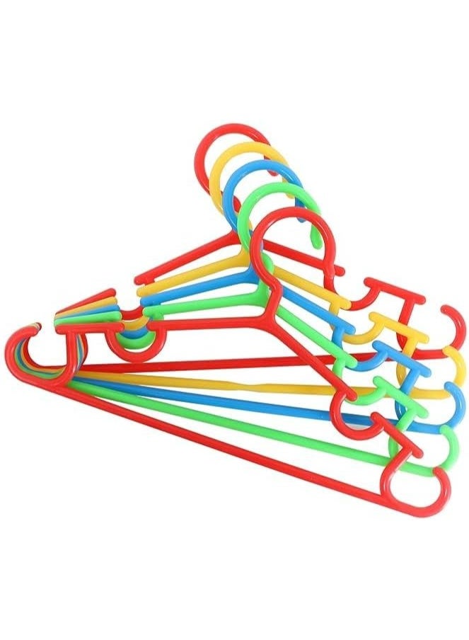 Small Plastic Clothes Hangers in Random Colors and Shapes with Extra Loops for Kids Dresses and Shirts, Durable, Lightweight, Non-Slip Design for Closet Organization and Storage, Set of 6 - Image 1