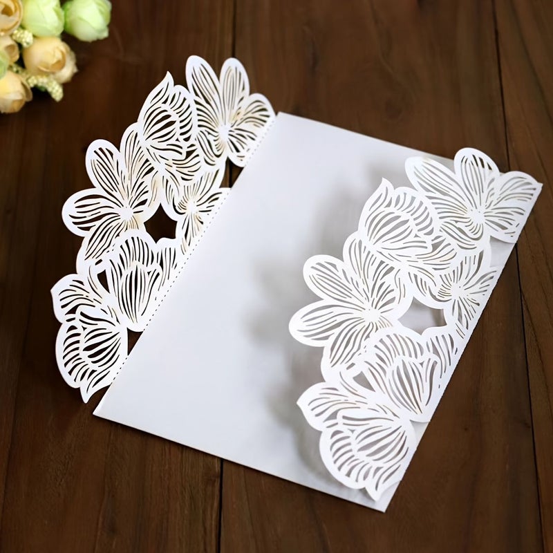 Pink Color 30pcs Wedding Laser Hollowed Card Invitation Creative Greeting - Image 1