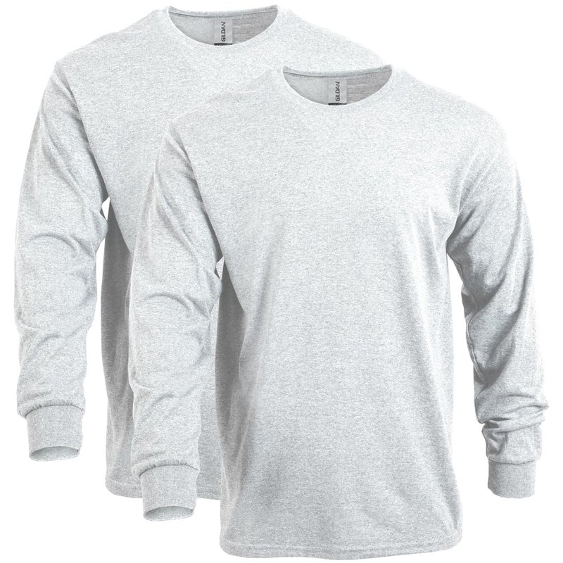 Gildan Adult Heavy Cotton Long Sleeve TShirt Style G5400 2Pack Ash Grey Large - Image 2
