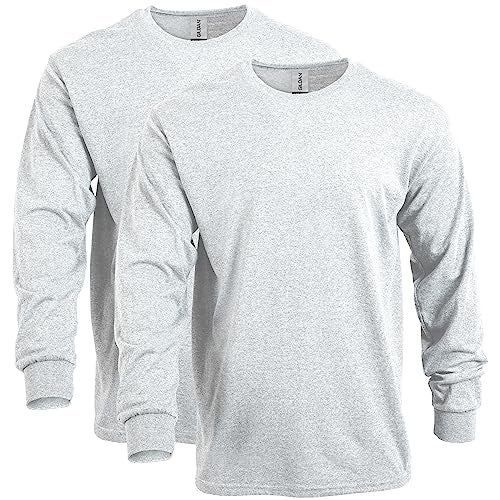 Gildan Adult Heavy Cotton Long Sleeve TShirt Style G5400 2Pack Ash Grey Large - Image 1