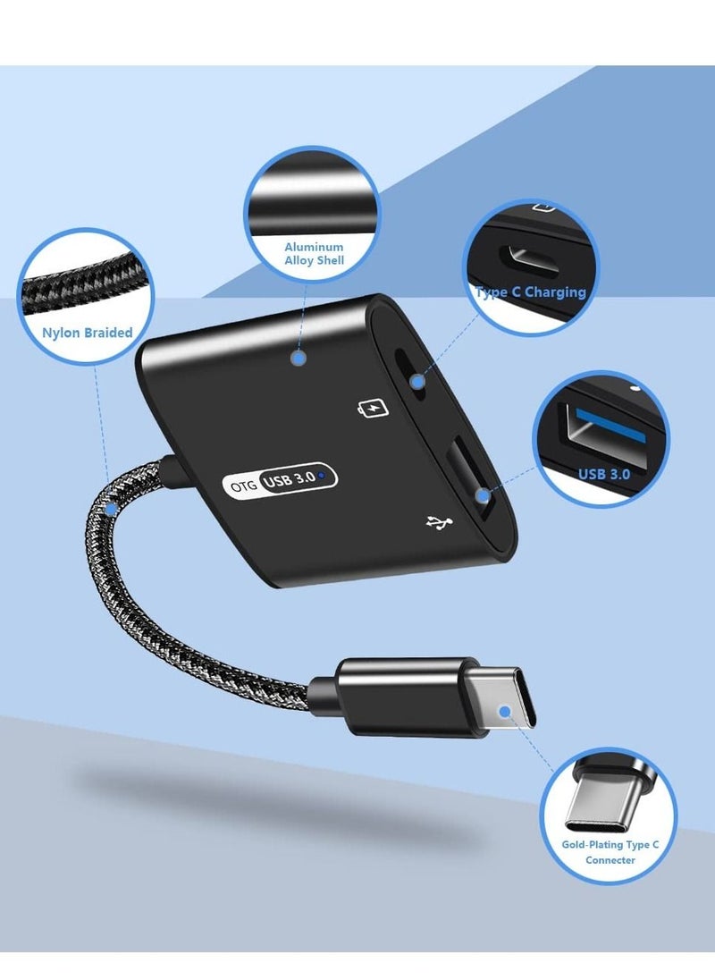 Y&D - USB C OTG Adapter with Power 2 in 1 to 60W PD Charging Compatible iPad Pro Galaxy S23 S21 S20 Note10 Tab S8 S9 Pixel 7 - Image 1