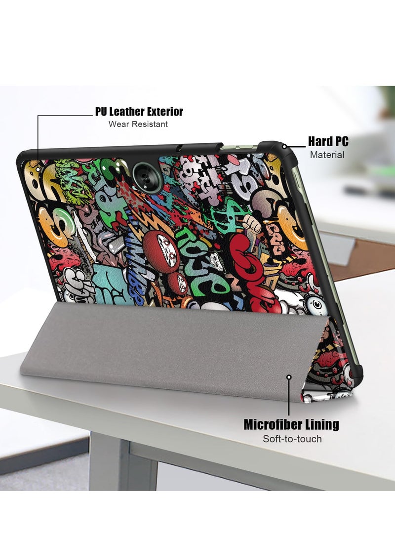 Case for OnePlus Pad Go 2023 11.4'' Folding Folio Ultra-Thin PU Leather Stand Case Cover for OnePlus Pad Go/Oppo Pad Air2 11.4 Inch (Graffiti) - Image 4