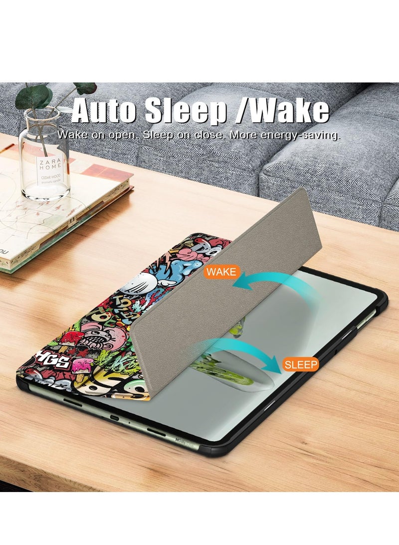 Case for OnePlus Pad Go 2023 11.4'' Folding Folio Ultra-Thin PU Leather Stand Case Cover for OnePlus Pad Go/Oppo Pad Air2 11.4 Inch (Graffiti) - Image 5