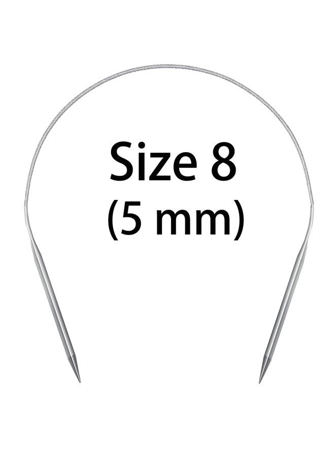 Aolfior Stainless Steel Circular Knitting Needles 16 Inch 5 mm Set Round Metal (Silver, 16 inch-8-(5mm)) Suitable for Beginners and Experienced Knitters Alike. - Image 3