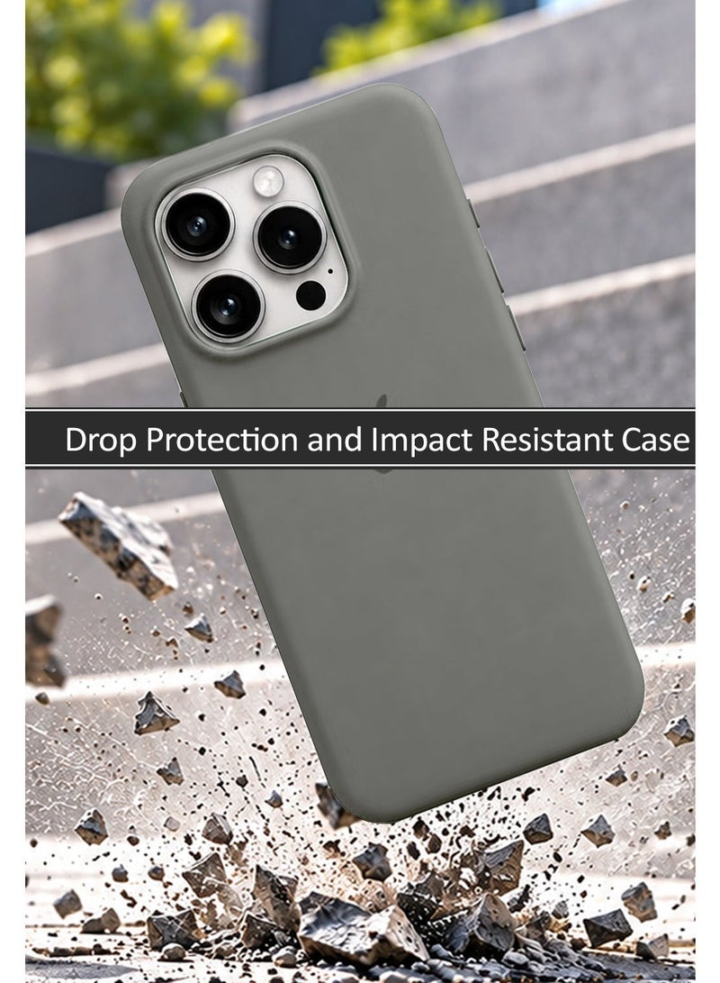 Wtech for Apple iPhone 16 Pro 2024 Premium Soft Liquid Silicone Case Cover - Grey - Image 3