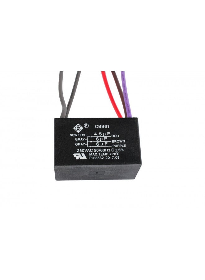 Podoy Ceiling Fan Capacitor CBB61 for Compatible with New TECH Harbor Breeze 4.5uf 6uf 6uf 5 Wire (2 Pack) - Image 1