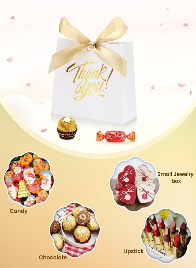 DOYIDE 30 Pack Small Thank You Gift Bags, 4.5x1.8x3.9in Party Favor Bags with Bow Ribbon, Mini Paper Gift Bag with Gold Foil Printed, White Treat Boxes for Birthday Wedding Bridal Baby Shower - Image 4