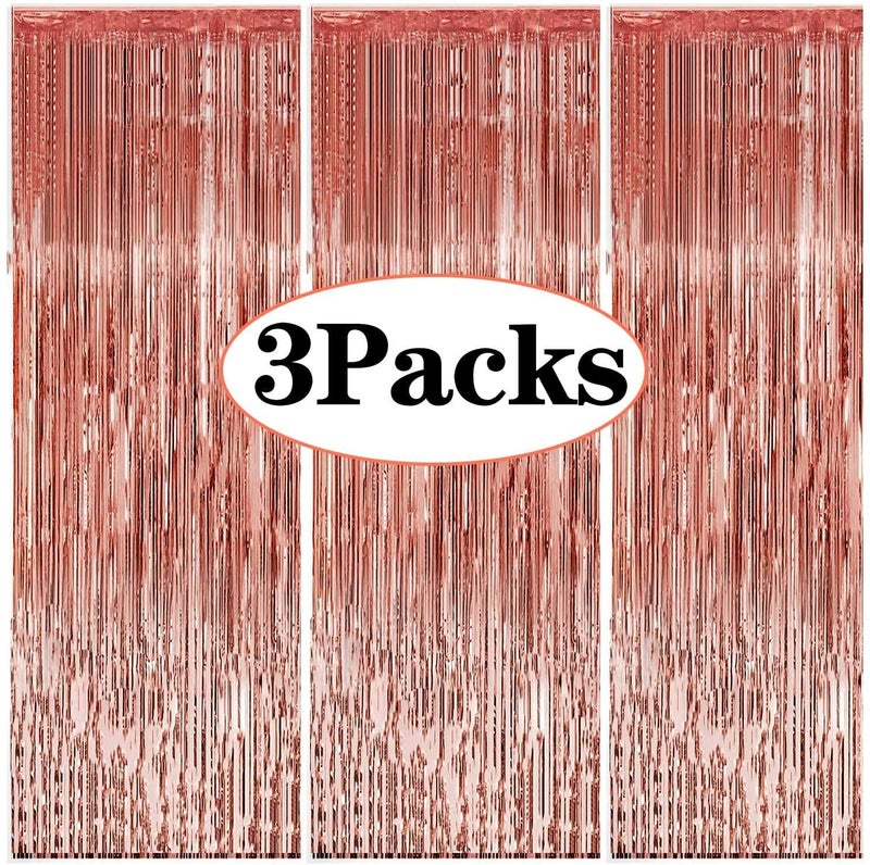 SpecialYou.in Special You Rose Gold Foil fringe Curtains for Birthday Decoration, Tinsel Foil Curtains Photobooth for Anniversary, Birthday, Baby Shower, Bachelorette ,christmas ,bride to be - Set of 3pcs - Image 1