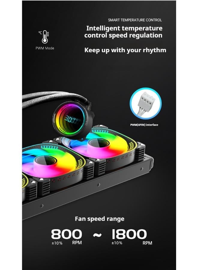 360 RGB - AIO CPU Liquid Cooler - 360mm Radiator - F360 RGB Core Fan - Customizable 2.72 IPS LCD Turbine Pump - Intel® LGA 1700, 1200/115X, 1851 - AMD® AM5, AM4 - Black - Image 2