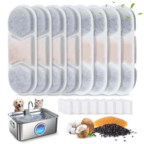 Zuqqony 8 Pack Dog Fountain Filter Replacement for Zuqqony 12L32Gal Stainless Steel Large Dog Water Fountain DYSJ01 Dog Water Bowl Dispenser for Large Dogs or MultiPet Home - Image 1