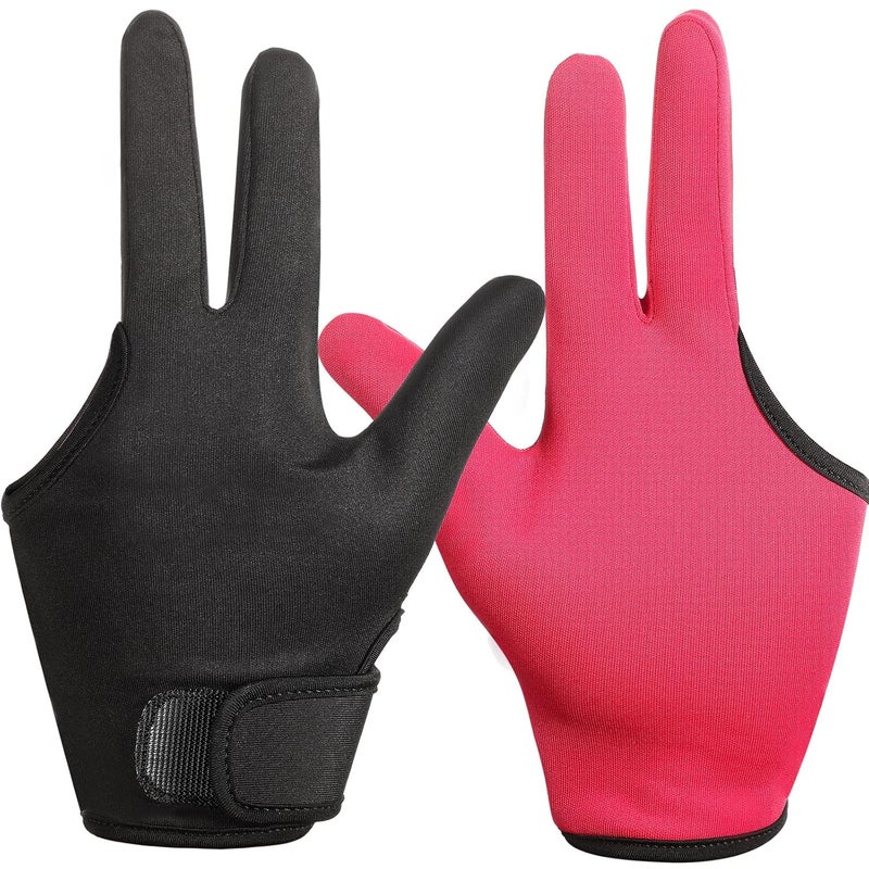 Geyoga Geyoga 2 Pcs Heat Resistant Gloves for Hair Styling 3 Finger Barber Gloves Reusable Curling Wand Heat Protector for Hair DyeBlack Rose Red 