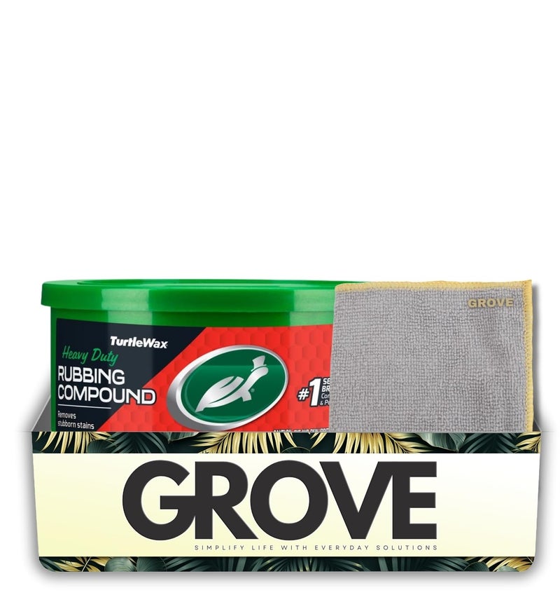 GROVE Turtle Wax Rubbing Compound 10.5 oz Bundle with Microfiber Cloth – Polishing Compound for Car Scratches and Surface Restoration – Gift Set (2 Items) - Image 1