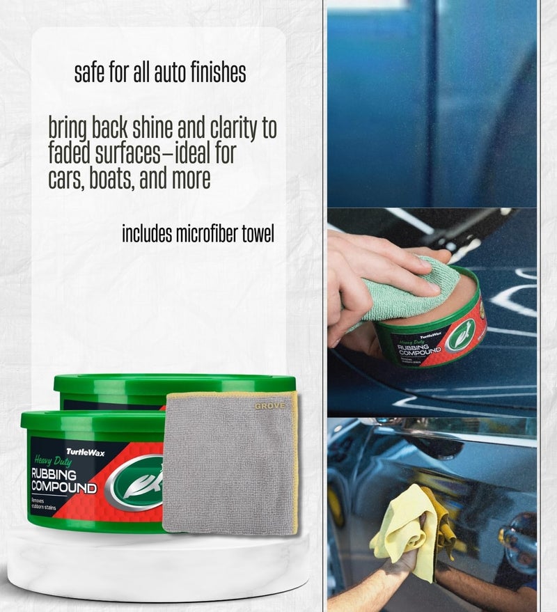 GROVE Turtle Wax Rubbing Compound 10.5 oz Bundle with Microfiber Cloth – Polishing Compound for Car Scratches and Surface Restoration – Gift Set (2 Items) - Image 3
