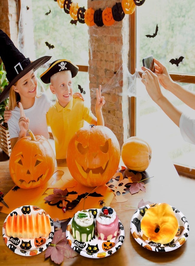 Meanplan Halloween Dessert Plates - Round Disposable Pumpkin Paper Plates Cat Ghost Dinnerware Set for Kids Appetizer Lunch Dinner Spooky Themed Party Supplies (36 Pcs) - Image 5